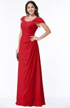 ColsBM Clare Red Modest Sweetheart Short Sleeve Floor Length Pleated Plus Size Bridesmaid Dresses