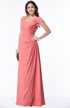 ColsBM Clare Shell Pink Modest Sweetheart Short Sleeve Floor Length Pleated Plus Size Bridesmaid Dresses