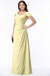 ColsBM Clare Soft Yellow Modest Sweetheart Short Sleeve Floor Length Pleated Plus Size Bridesmaid Dresses