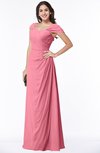 ColsBM Clare Watermelon Modest Sweetheart Short Sleeve Floor Length Pleated Plus Size Bridesmaid Dresses