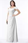 ColsBM Clare White Modest Sweetheart Short Sleeve Floor Length Pleated Plus Size Bridesmaid Dresses