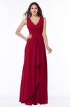 ColsBM Melody Dark Red Glamorous A-line Sleeveless Zipper Chiffon Floor Length Plus Size Bridesmaid Dresses