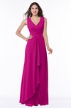 ColsBM Melody Hot Pink Glamorous A-line Sleeveless Zipper Chiffon Floor Length Plus Size Bridesmaid Dresses