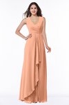 ColsBM Melody Salmon Glamorous A-line Sleeveless Zipper Chiffon Floor Length Plus Size Bridesmaid Dresses