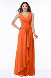 ColsBM Melody Tangerine Glamorous A-line Sleeveless Zipper Chiffon Floor Length Plus Size Bridesmaid Dresses