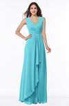 ColsBM Melody Turquoise Glamorous A-line Sleeveless Zipper Chiffon Floor Length Plus Size Bridesmaid Dresses
