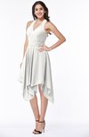 ColsBM Delaney Cloud White Cute A-line Sleeveless Zip up Chiffon Tea Length Plus Size Bridesmaid Dresses