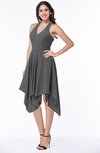 ColsBM Delaney Grey Cute A-line Sleeveless Zip up Chiffon Tea Length Plus Size Bridesmaid Dresses