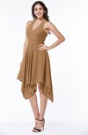 ColsBM Delaney Light Brown Cute A-line Sleeveless Zip up Chiffon Tea Length Plus Size Bridesmaid Dresses