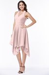 ColsBM Delaney Pastel Pink Cute A-line Sleeveless Zip up Chiffon Tea Length Plus Size Bridesmaid Dresses