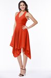 ColsBM Delaney Persimmon Cute A-line Sleeveless Zip up Chiffon Tea Length Plus Size Bridesmaid Dresses
