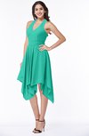 ColsBM Delaney Viridian Green Cute A-line Sleeveless Zip up Chiffon Tea Length Plus Size Bridesmaid Dresses