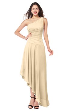 ColsBM Angela Apricot Gelato Simple A-line One Shoulder Half Backless Ruching Plus Size Bridesmaid Dresses