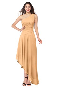 ColsBM Angela Apricot Simple A-line One Shoulder Half Backless Ruching Plus Size Bridesmaid Dresses