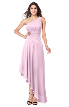 ColsBM Angela Baby Pink Simple A-line One Shoulder Half Backless Ruching Plus Size Bridesmaid Dresses
