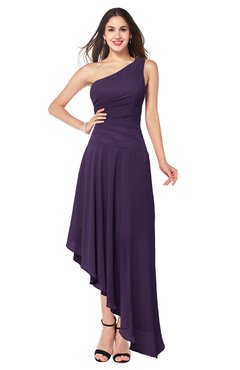 ColsBM Angela Blackberry Cordial Simple A-line One Shoulder Half Backless Ruching Plus Size Bridesmaid Dresses