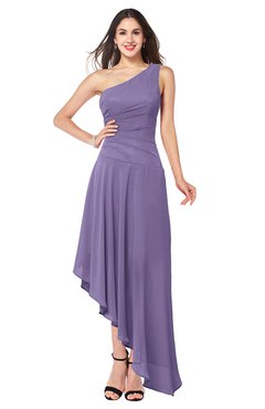 ColsBM Angela Chalk Violet Simple A-line One Shoulder Half Backless Ruching Plus Size Bridesmaid Dresses