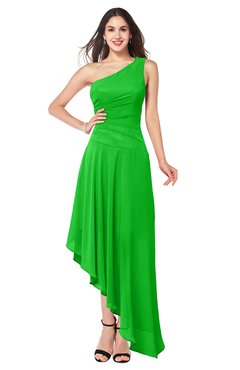 ColsBM Angela Classic Green Simple A-line One Shoulder Half Backless Ruching Plus Size Bridesmaid Dresses