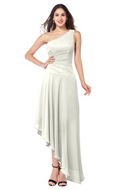 ColsBM Angela Cream Simple A-line One Shoulder Half Backless Ruching Plus Size Bridesmaid Dresses