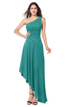 ColsBM Angela Emerald Green Simple A-line One Shoulder Half Backless Ruching Plus Size Bridesmaid Dresses