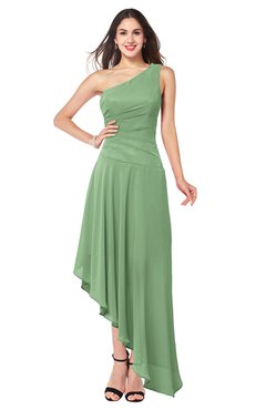 ColsBM Angela Fair Green Simple A-line One Shoulder Half Backless Ruching Plus Size Bridesmaid Dresses