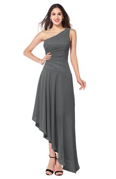 ColsBM Angela Grey Simple A-line One Shoulder Half Backless Ruching Plus Size Bridesmaid Dresses
