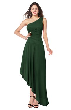 ColsBM Angela Hunter Green Simple A-line One Shoulder Half Backless Ruching Plus Size Bridesmaid Dresses
