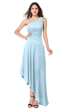 ColsBM Angela Ice Blue Simple A-line One Shoulder Half Backless Ruching Plus Size Bridesmaid Dresses