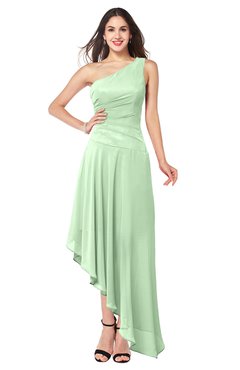 ColsBM Angela Light Green Simple A-line One Shoulder Half Backless Ruching Plus Size Bridesmaid Dresses