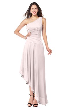 ColsBM Angela Light Pink Simple A-line One Shoulder Half Backless Ruching Plus Size Bridesmaid Dresses