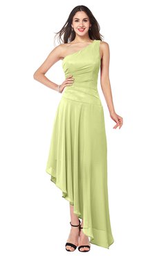 ColsBM Angela Lime Sherbet Simple A-line One Shoulder Half Backless Ruching Plus Size Bridesmaid Dresses
