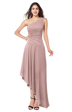 ColsBM Angela Nectar Pink Simple A-line One Shoulder Half Backless Ruching Plus Size Bridesmaid Dresses
