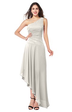 ColsBM Angela Off White Simple A-line One Shoulder Half Backless Ruching Plus Size Bridesmaid Dresses