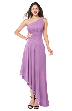 ColsBM Angela Orchid Simple A-line One Shoulder Half Backless Ruching Plus Size Bridesmaid Dresses