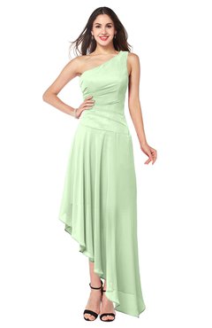ColsBM Angela Pale Green Simple A-line One Shoulder Half Backless Ruching Plus Size Bridesmaid Dresses