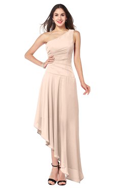 ColsBM Angela Peach Puree Simple A-line One Shoulder Half Backless Ruching Plus Size Bridesmaid Dresses