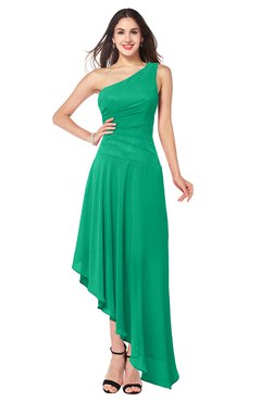 ColsBM Angela Pepper Green Simple A-line One Shoulder Half Backless Ruching Plus Size Bridesmaid Dresses