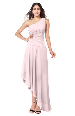 ColsBM Angela Petal Pink Simple A-line One Shoulder Half Backless Ruching Plus Size Bridesmaid Dresses