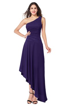 ColsBM Angela Royal Purple Simple A-line One Shoulder Half Backless Ruching Plus Size Bridesmaid Dresses