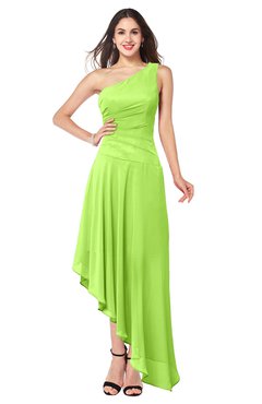 ColsBM Angela Sharp Green Simple A-line One Shoulder Half Backless Ruching Plus Size Bridesmaid Dresses