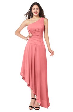 ColsBM Angela Shell Pink Simple A-line One Shoulder Half Backless Ruching Plus Size Bridesmaid Dresses