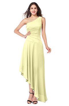 ColsBM Angela Wax Yellow Simple A-line One Shoulder Half Backless Ruching Plus Size Bridesmaid Dresses