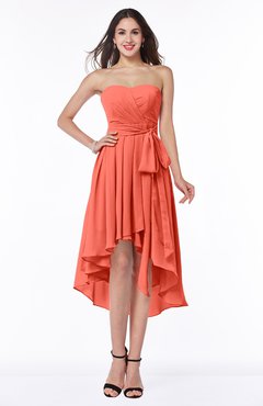 ColsBM Raina Living Coral Plain A-line Sweetheart Sleeveless Zip up Chiffon Plus Size Bridesmaid Dresses