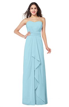 ColsBM Angelina Aqua Cute A-line Sleeveless Zip up Chiffon Sash Plus Size Bridesmaid Dresses