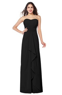 ColsBM Angelina Black Cute A-line Sleeveless Zip up Chiffon Sash Plus Size Bridesmaid Dresses