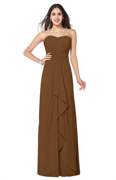 ColsBM Angelina Brown Cute A-line Sleeveless Zip up Chiffon Sash Plus Size Bridesmaid Dresses
