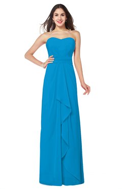 ColsBM Angelina Cornflower Blue Cute A-line Sleeveless Zip up Chiffon Sash Plus Size Bridesmaid Dresses