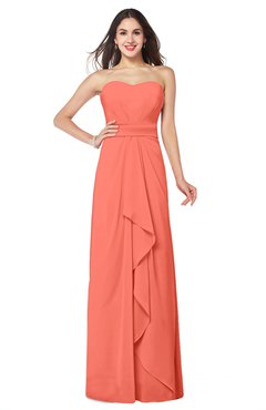 ColsBM Angelina Fusion Coral Cute A-line Sleeveless Zip up Chiffon Sash Plus Size Bridesmaid Dresses