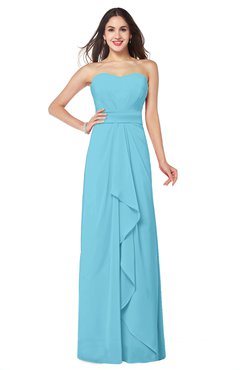 ColsBM Angelina Light Blue Cute A-line Sleeveless Zip up Chiffon Sash Plus Size Bridesmaid Dresses