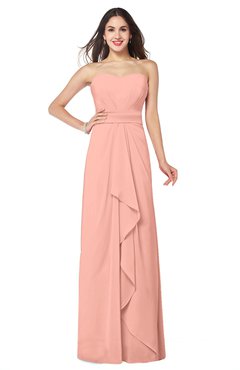 ColsBM Angelina Peach Cute A-line Sleeveless Zip up Chiffon Sash Plus Size Bridesmaid Dresses